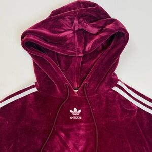 Maroon Velvet Adidas Cropped Hoodie